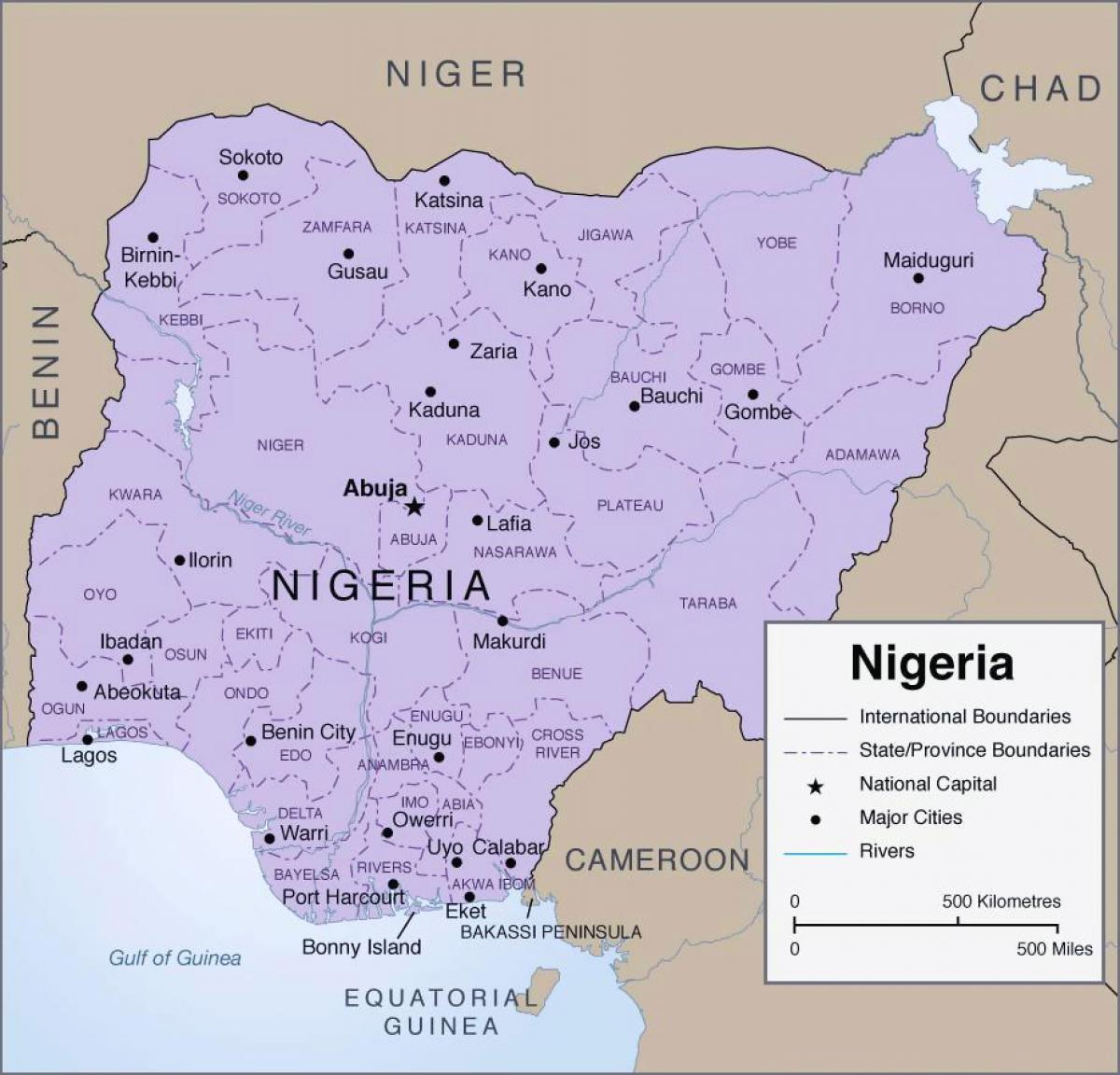 Mapa detaljne nigeriji