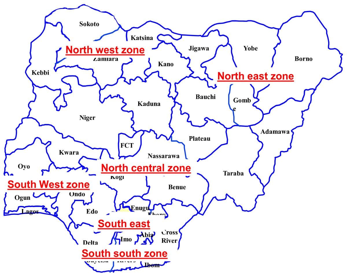 mapa je iz nigerije pokazuje 36 država