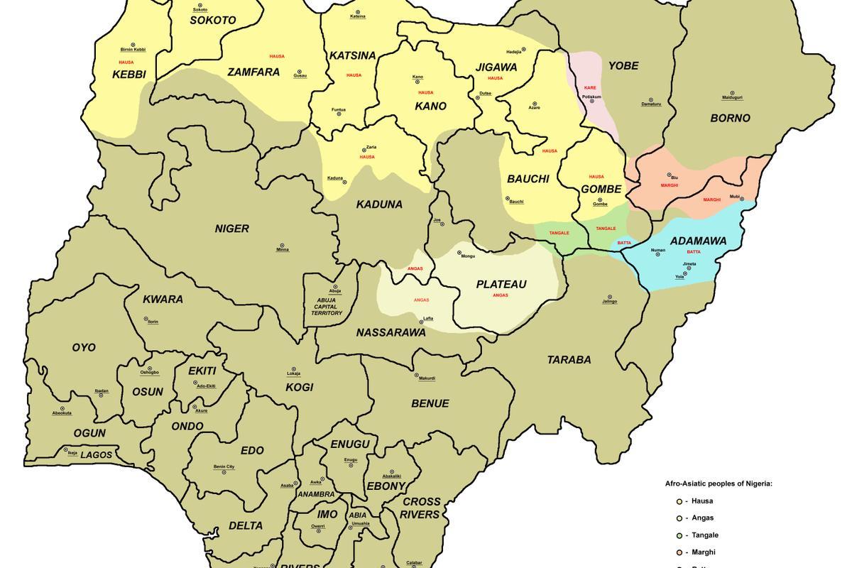 karta iz nigerije sa 36 država