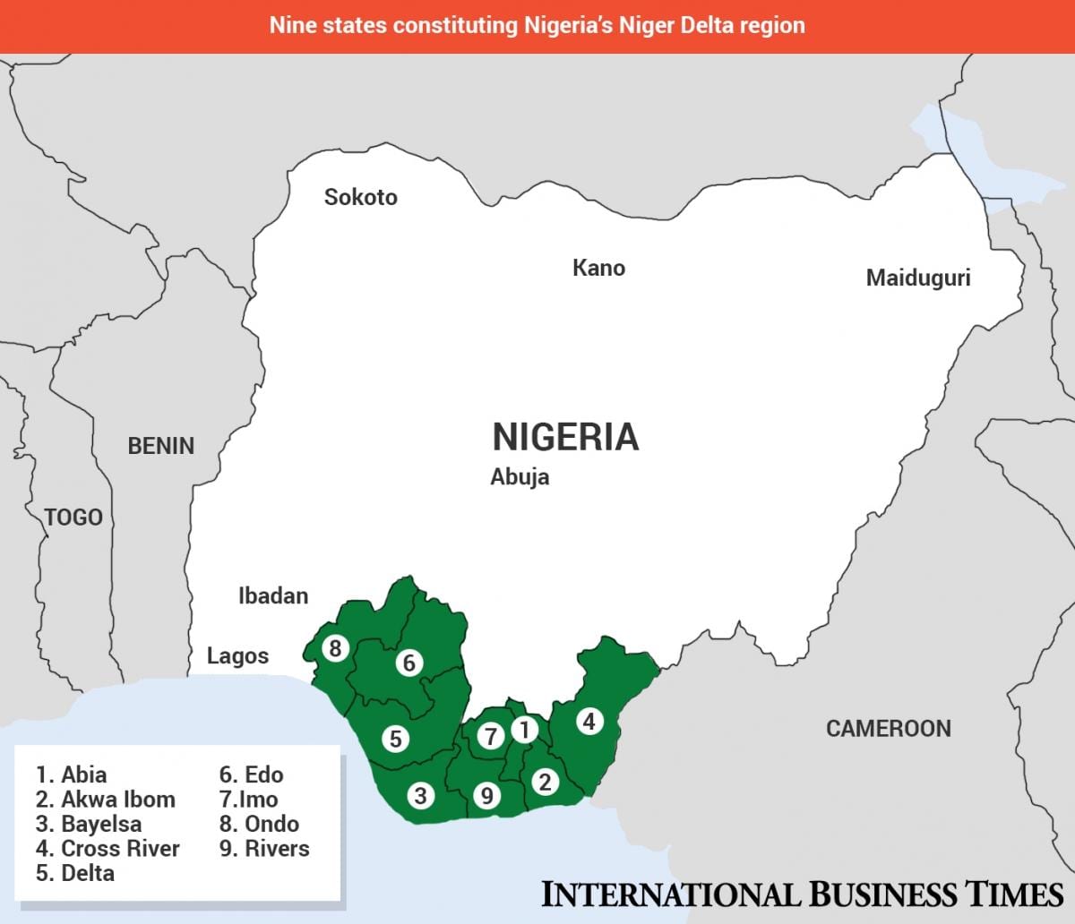 Mapa niger delta kartu u nigeriji