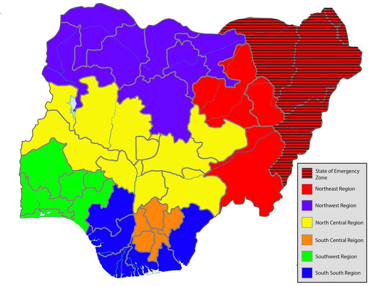 nigerijskog mapa pokazuje država