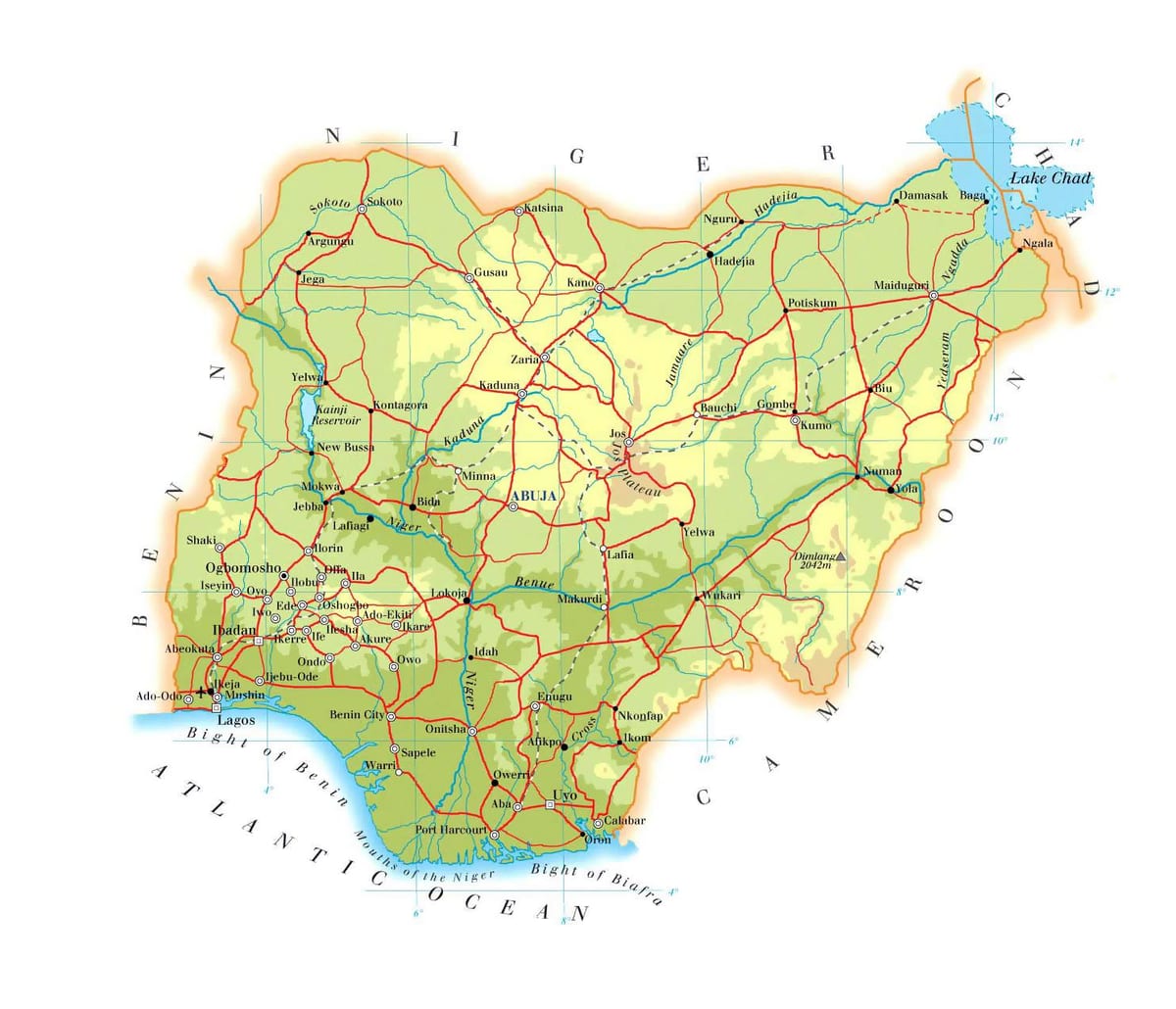 Karta iz nigerije elevacija
