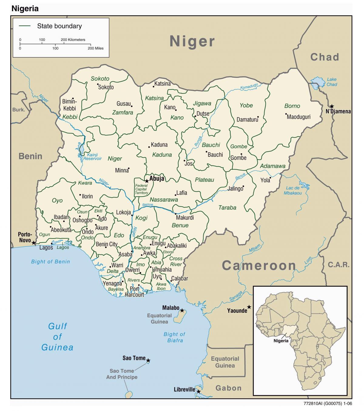 karta iz nigerije sa gradovima