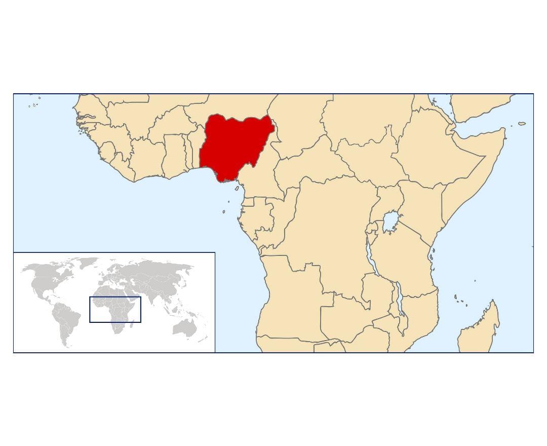 nigeriji lokaciju na svijetu mapu