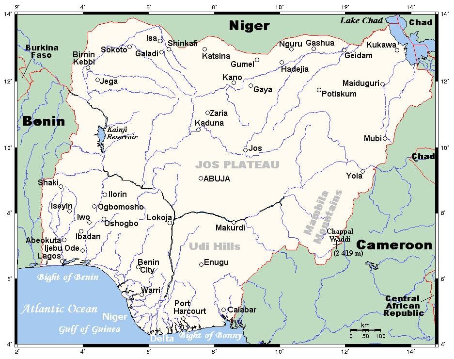 rivers u nigeriji mapu