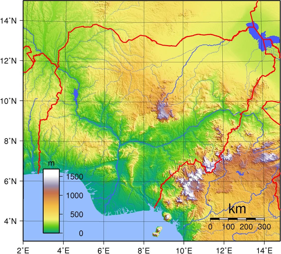 Karta iz nigerije topografske