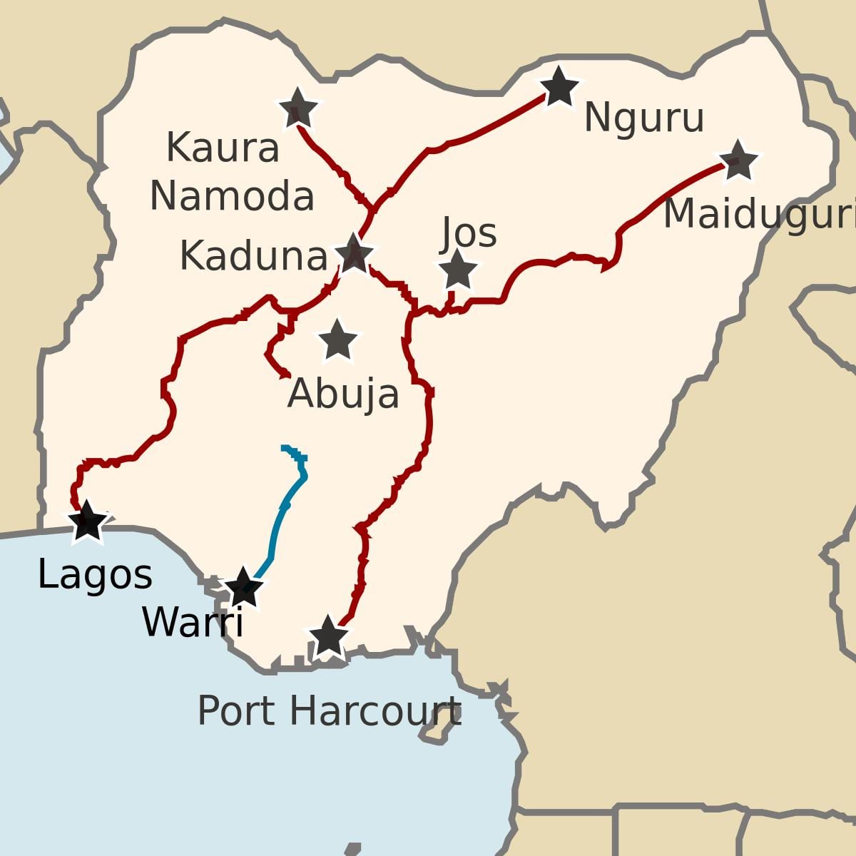 karta iz nigerije pokazuje pruge