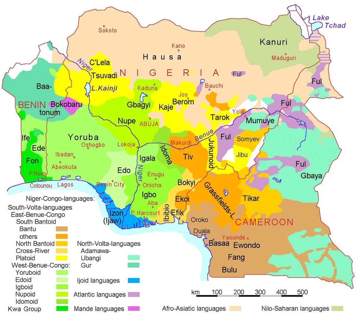 nigeriji jezik mapu