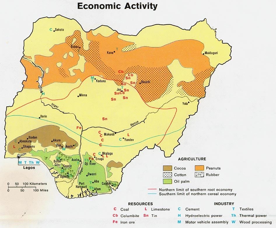 Mapa poljoprivredne nigeriji