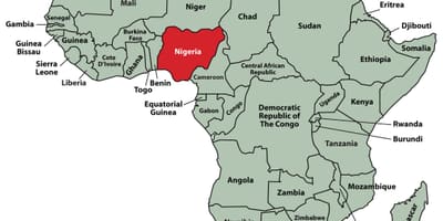 Karta afrike pokazuje nigeriji