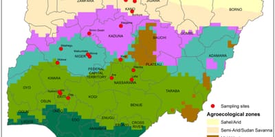 Karta iz nigerije pokazuje useve distribuciju