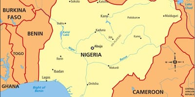 Karta iz nigerije pokazuje rijeci niger i benue