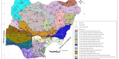 Karta iz nigerije pokazuje drugačije vegetacije zonama