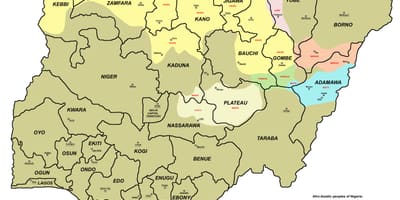 Karta iz nigerije pokazuje 36 države i njihove glavne gradove