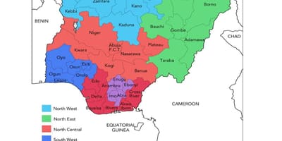 Karta iz nigerije pokazuje geopolitički zonama