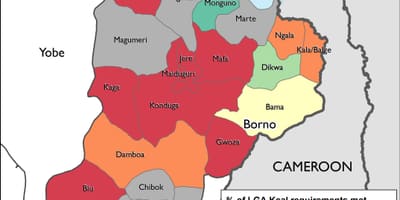 Mapa sjeverno-istočnom nigeriji